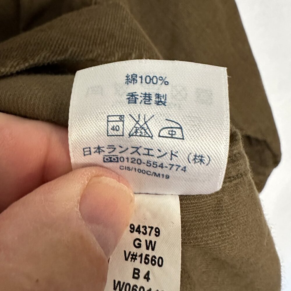 LANDS' END MEN'S LONG SLEEVE BUTTON-DOWN SHIRT OLIVE CORDUROY MATERIAL 17-17.5 - Picture 7 of 8
